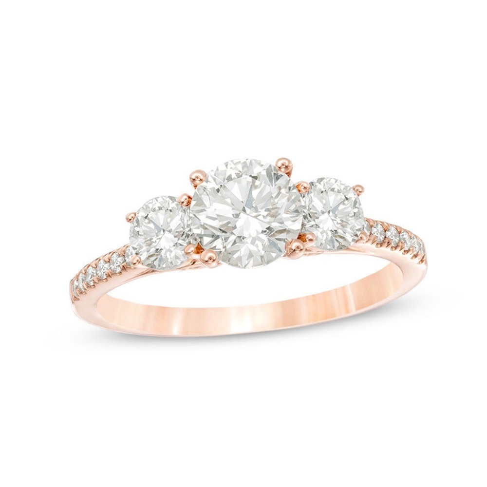 1-3/4 CT. T.W. Rose Gold Three-Stone Diamond Ring